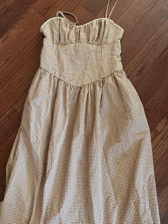 a new day Dresses & Skirts - a new day Beige Gingham Sundress with Ruffle Top